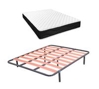 amuéblate online - Cama Completa con Colchón Venus Reversible + Somier de Láminas Basic con 6 Patas Abrazadera, 150 x 190