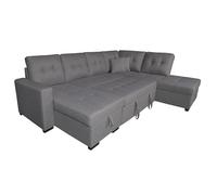 amuéblate Online - Chaise Longue Derecho Rinconera Sofá Cama en U con Arcón de Almacenaje Modelo Andes, Diseño Moderno, Práctico y Funcional, con Cojines Decorativos de Regalo, Color Gris