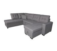 amuéblate Online - Chaise Longue Izquierdo Rinconera Sofá Cama en U con Arcón de Almacenaje Modelo Andes, Diseño Moderno, Práctico y Funcional, con Cojines Decorativos de Regalo, Color Gris