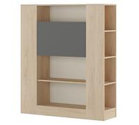 amuéblate Online - Estantería con Mesa Estudio Abatible, Modelo Helsinki, Color Puccini-Grafito, Medidas: 119,6 cm (Ancho) x 140 cm (Alto) x 34,5 cm (Fondo)