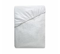 amuéblate online - Funda Protector Rizo Ajustable para Colchón, Impermeable y Transpirable, Tacto Suave, Tejido Algodón Natural, Antiácaros y Antibacterias, Blanco, 135 x 200
