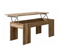 amuéblate Online - Mesa de Centro Elevable Modelo Indiana, Mesita de Salón o Comedor, Acabado en Cañón, Medidas: 100 cm (Ancho) x 50 cm (Fondo) x 46-57 cm (Alto)