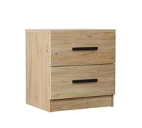 amuéblate Online - Mesita de Noche Estilo Nórdico Modelo Alaska con 2 cajones, Diseño Práctico y Elegante, Color Roble Miel, Medidas: 40 cm Ancho x 46,5 cm Alto x 35 cm Fondo