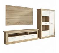 amuéblate Online - Mueble de Salón Moderno, Módulos de Comedor, Modelo Florida 05, Acabado en Color Blanco-Cambria, Medidas: 305 cm (Ancho) x 174,7 cm (Alto) 41,8 cm (Fondo)