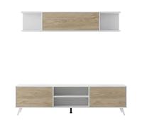 amuéblate Online - Mueble de Salón Moderno, Módulos de Comedor, Modelo Lotus 01, Acabado en Color Blanco-Roble, Medidas: 180 cm (Ancho) x 190 cm (Alto) 39,6 cm (Fondo)