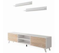 amuéblate Online - Mueble de Salón Moderno, Módulos de Comedor, Modelo Lotus 02, Acabado en Color Blanco-Roble, Medidas: 180 cm (Ancho) x 190 cm (Alto) 39,6 cm (Fondo)