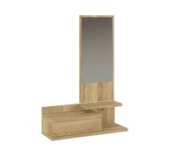 amuéblate online Mueble Recibidor Vertical, Modelo Alaska, Práctico y Funcional, Color Roble Miel, Medidas: 81 cm Largo x 29 cm Fondo x 116 cm Alto