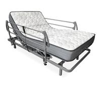 amuéblate online - Pack Cama Eléctrica Articulada Reforzada Ergotop de 5 Planos con Colchón Viscoelástico Dorsaltec + Juego Barandillas INOX, 90 x 190 cm