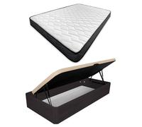 amuéblate online - Pack Colchón Fit Reversible + Canapé Abatible Gran Capacidad con Apertura Lateral | Color Wengué 105 x 190