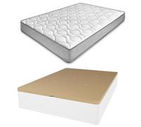 amuéblate Online - Pack Colchón Viscoelástico Carla Reversible + Canapé Madera Abatible Gran Capacidad | Color Blanco 150 x 190