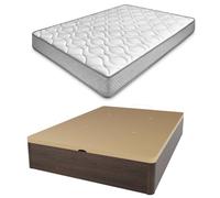 amuéblate Online - Pack Colchón Viscoelástico Carla Reversible + Canapé Madera Abatible Gran Capacidad | Color Wengué 150 x 190