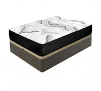 amuéblate Online - Pack Colchón Viscoelástico Híbrido Visco Box con Núcleo de Muelles Ensacados + Canapé Madera Reforzado Gran Capacidad | Color Wengué 150 x 200