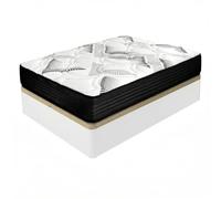 amuéblate online - Pack Colchón Viscoelástico Híbrido Visco Box con Núcleo de Muelles Ensacados + Canapé Madera Reforzado Gran Capacidad | Color Blanco 135 x 200