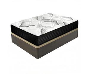 amuéblate Online - Pack Colchón Viscoelástico Híbrido Visco Box con Núcleo de Muelles Ensacados + Canapé Madera Reforzado Gran Capacidad | Color Wengué 135 x 180