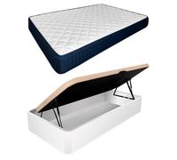 amuéblate online - Pack Colchón Viscoelástico Naran + Canapé Abatible Gran Capacidad con Apertura Lateral | Color Blanco 90 x 190