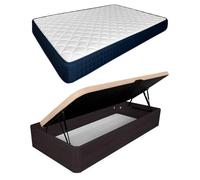 amuéblate Online - Pack Colchón Viscoelástico Naran + Canapé Abatible Gran Capacidad con Apertura Lateral | Color Wengué 105 x 190