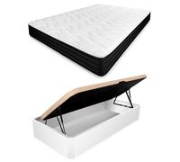 amuéblate Online - Pack Colchón Viscoelástico Venus + Canapé Abatible Gran Capacidad con Apertura Lateral | Color Blanco 90 x 190