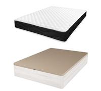 amuéblate online - Pack Colchón Viscoelástico Venus Reversible + Canapé Madera Abatible Gran Capacidad | Color Gris Polar 150 x 200