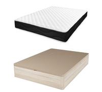 amuéblate Online - Pack Colchón Viscoelástico Venus Reversible + Canapé Madera Abatible Gran Capacidad | Color Cambria 135 x 200