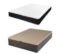 amuéblate Online - Pack Colchón Viscoelástico Venus Reversible + Canapé Madera Abatible Gran Capacidad | Color Wengué 105 x 200