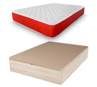 amuéblate online - Pack Colchón Viscoelástico Visco Red Reversible + Canapé Madera Reforzado Gran Capacidad | Color Cambria 135 x 190