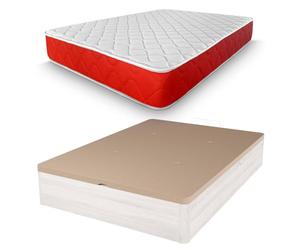 amuéblate online - Pack Colchón Viscoelástico Visco Red Reversible + Canapé Madera Reforzado Gran Capacidad | Color Gris Polar 135 x 190