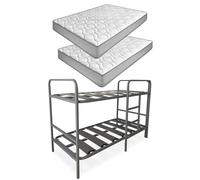 amuéblate Online - Pack Litera Metálica Reforzada Completa + 2 Colchones Viscoelásticos Modelo Carla Reversible, 90x190