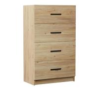 amuéblate Online - Sinfonier con 4 Cajones, Cómoda, Modelo Alaska, Práctico y Funcional, Acabado en Color Roble Miel, Medidas: 60 cm (Ancho) x 100 cm (Alto) x 34,4 cm (Fondo)