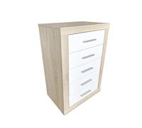 amuéblate Online - Sinfonier con 5 Cajones, Cómoda, Modelo Indiana, Práctico y Funcional, Acabado en Colores Cambria y Blanco, Medidas: 60 cm (Ancho) x 107 cm (Alto) x 39.5 cm (Fondo)