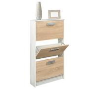 amuéblate online, Zapatero con 3 Puertas, Mueble para Zapatos Estrecho, Modelo Helsinki, Acabado en Color Andersen y Puccini, Medidas: 108 cm Alto x 60 cm Ancho x 17 cm Fondo, Práctico y Funcional