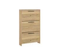 amuéblate online - Zapatero con 3 Puertas y Patas, Mueble para Zapatos Estrecho, Modelo Alaska, Acabado en Color Roble Miel, Medidas: 115,5 cm (Alto) x 68,5 cm (Ancho) x 17 cm (Fondo)