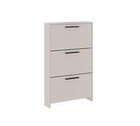 amuéblate online - Zapatero con 3 Puertas y Patas, Mueble para Zapatos Estrecho, Modelo Alaska, Acabado en Color Beige, Medidas: 115,5 cm (Alto) x 68,5 cm (Ancho) x 17 cm (Fondo) Práctico y Funcional