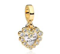 Amuefer 925 Plata Charms Colgante No Hay Nadie Como Usted, CorazóN Dorado 2 En 1 Colgante Para SeñOras Pulsera Charms, Collar Colgante Regalos Para El DíA De La Madre