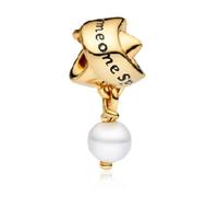 Amuefer 925 Plata Oro Cuerda De Charms Perlas Alguien Especial Charms, Colgante De Perlas Con Cinta De Regalo Dorada Regalo De CumpleañOs