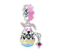 Amuefer Conejo Mágico Pascua Charms para Pulseras y Collares, Colgante de Plata de Ley con Circonita Cúbica, Navidad Cumpleaños Halloween Joyería Regalos para Mujeres