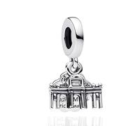 Amuefer España Madrid Pendientes encanto 925 plata para mujeres pulsera cuello encanto cuerda perlas, Viaje Pendientes cuello compatible