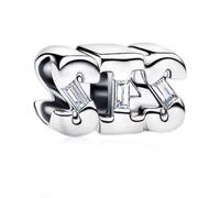 Amuefer S925 Hybrid Series 2 compatible con pulseras Pandora. Un regalo para mujeres, madres e hijas en cumpleaños, aniversarios, día de la madre y San Valentín., uno que es, Plata de ley, Circonita