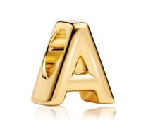 Amuefer Serie de letras de oro S925, compatible con pulseras Pandora, un regalo para mujeres, madres e hijas, incluyendo cumpleaños, aniversarios, día de la madre y día de San Valentín.