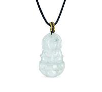 Amuleto De Protección Yogi Largo Boho Moda Declaración Espiritual Malasia Jade Blanco Calcedonia Colgante De Buda Tallado Collar Para Mujeres Adolescentes Hombres Cordón Negro 16 24 Pulgadas