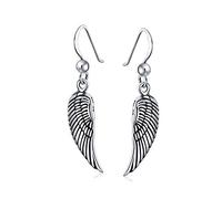 Amuleto Espiritual Personalizado Con Corazón De Plumas Y Alas De Ángel Guardián Aretes Colgantes Para Mujeres Adolescentes En Plata Oxidada .925 Con Ganchos De Pescado