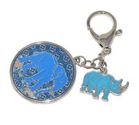 Amuleto Feng Shui antirrobo con Rinoceronte Azul y Elefante W4138
