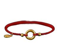 Amuleto Pulsera de Hilo Rojo con Dijes de Hebilla de Armonía - Colgante Chapado en Oro, Nudos Budistas Hecha a Mano de la Suerte y Cordón de Cu