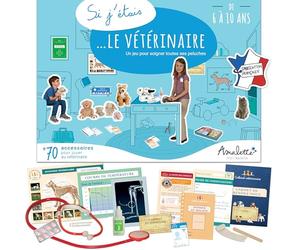 Amulette - Estuche Si yo era el Veterinario - Juego Educativo de 6 a 10 años - 70+ Accesorios para Jugar a cuidar a los Animales - Juguete de Regalo para niños y niñas - Fabricado en Francia - Veto