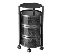 AMULONG Carrito Auxiliar Cocina Organizador Carrito De Cocina Giratorio Redondo para Almacenar Frutas Y Verduras Acero Al Carbono Sala de Estar(3 Tier)
