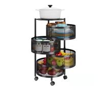 AMULONG Carrito Auxiliar Cocina Organizador Carrito De Cocina Giratorio Redondo para Almacenar Frutas Y Verduras Acero Al Carbono Sala de Estar(4 Tier)
