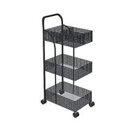 AMULONG Carrito Auxiliar Cocina Organizador Carro De Almacenamiento Cocina Hierro 3 Niveles Rodante Dormitorio Estante Baño Extraíble con Ruedas Sala de Estar(Black,37 * 24 * 78cm)