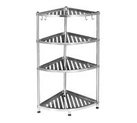 AMULONG Estantería de Esquina, Estudio, Estante Esquinero De 4 Niveles, Estantería Esquinera Acero Inoxidable, Soporte para Espacio Pequeño, Sala Estar, Baño, Cocina Rústico Balda