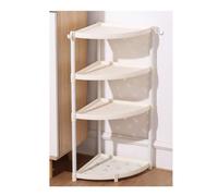 AMULONG Estantería de Esquina, Estudio, Estante Esquinero De 4 Niveles, Plástico, Soporte para Plantas, Exhibición para Baño, Sala Estar Y Cocina Rústico Balda(White)