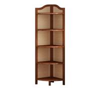 AMULONG Estantería de Esquina, Estudio, Estantería De Esquina Ratán Triangular 5 Niveles For Sala Estar Rústico Balda