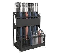 AMULONG Paragueros Modernos y Decorativos Soporte De Paraguas Metal Con Bandeja Drenaje Extraíble Simple Moderno Gran Capacidad 2 Capas(Black)